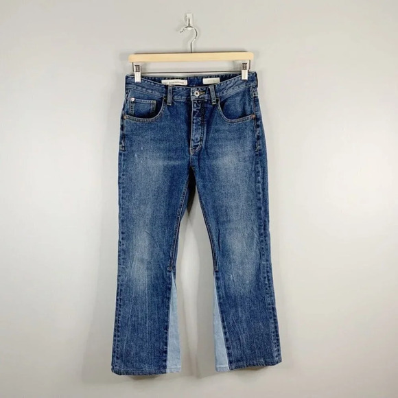 Anthropologie Pilcro and the Letterpress High Rise Flare Two Tone Jeans Denim 26 - Picture 1 of 11